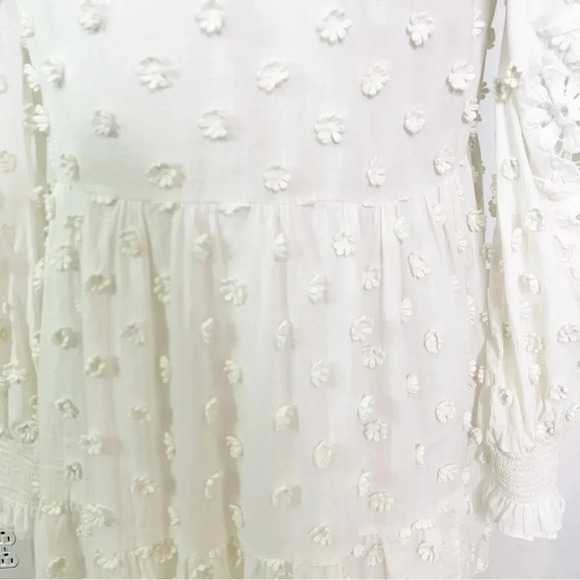 Cami NYC Carolina Floral Applique White Long Sleeve Mini Dress Size Small - Picture 15 of 16